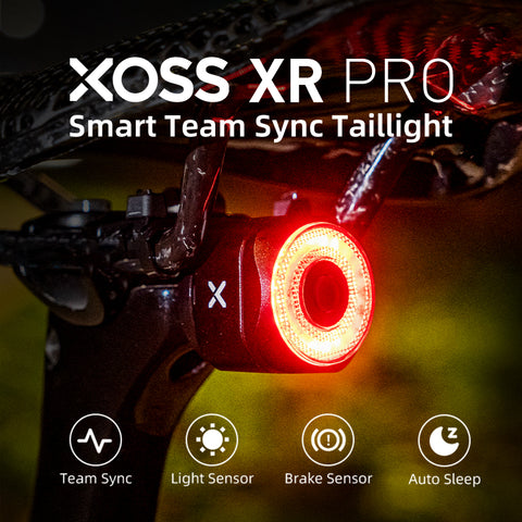 XOSS XR Pro Bike Taillight Bicycle,Team Sync,Rear Light Smart Tail Light Auto Start/Stop Brake Sensing LED Charging Waterproof - XOSS.CO