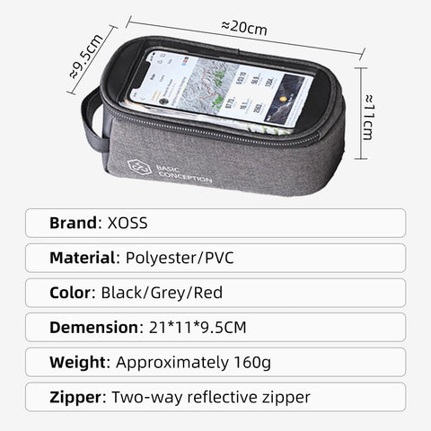 Waterproof Bike Bag Frame Front Top Tube bag 6.3in Phone Case Touchscreen - XOSS.CO